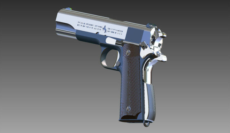 柯尔特M1911自动手枪3D模型图纸