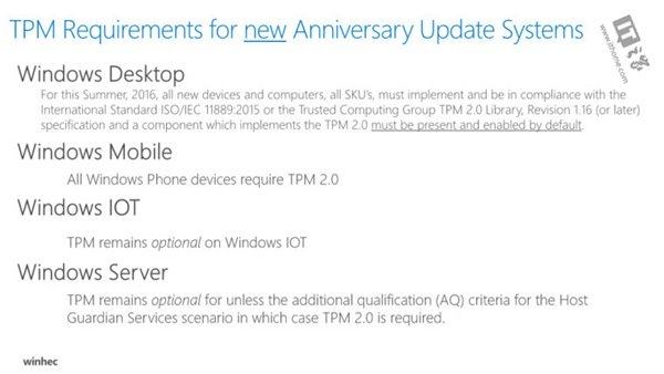 微软：今年夏天起Win10新设备需支持TPM 2.0安全功能