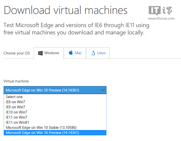 微软免费虚拟机下载：新增Win10预览版14361的Edge浏览器支持